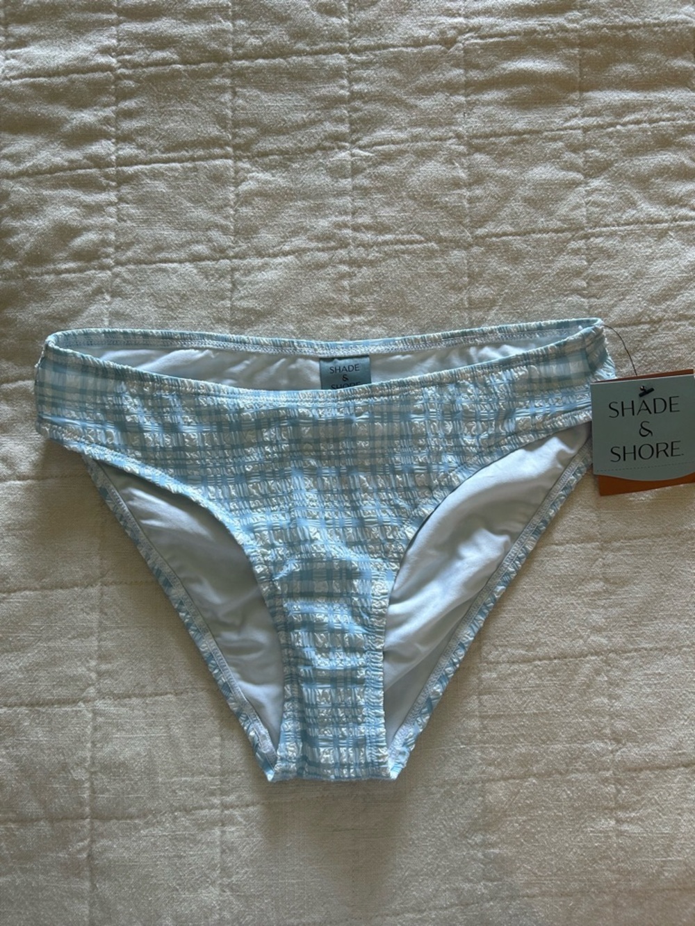 Shade & Shore Light Blue Gingham Bikini Bottom